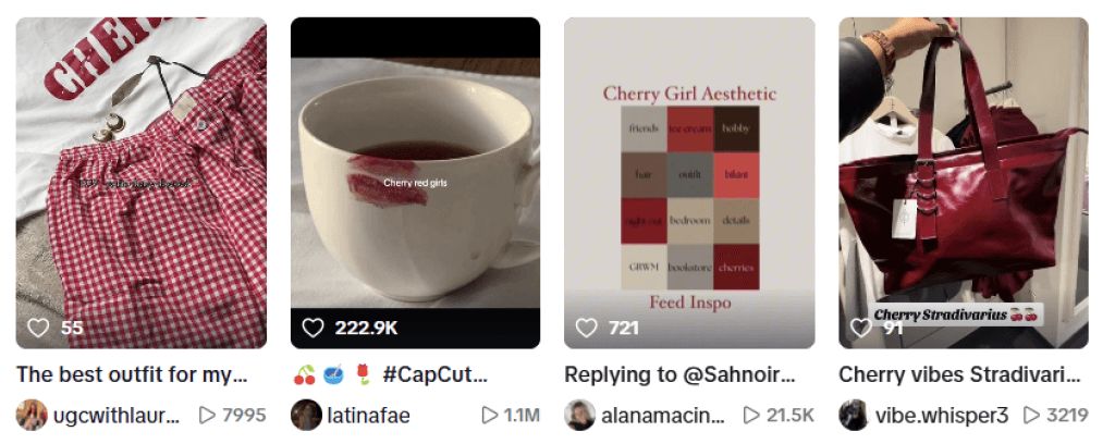 Grid of TikTok posts