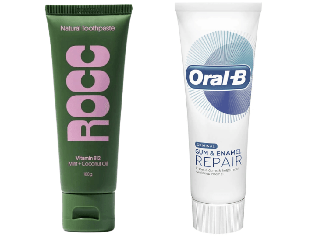 ROCC and Oral-B toothpaste tubes