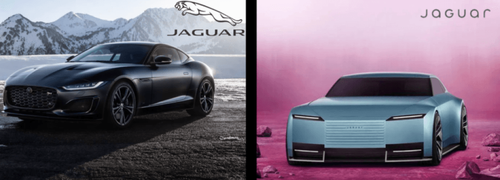 Jaguar rebrand shown before and after