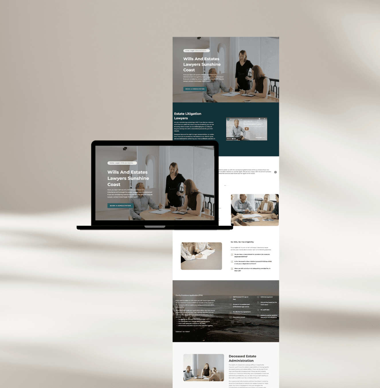 Greenhalgh Pickard wills and estates page mockup