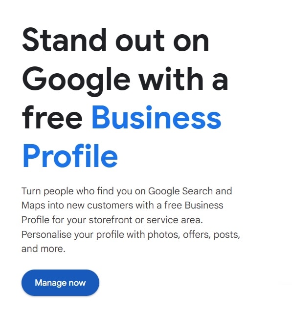 Google Business Profile promotional panel