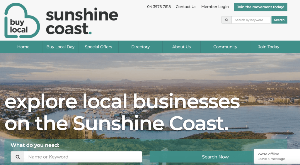 Buy Local Sunshine Coast website homepage